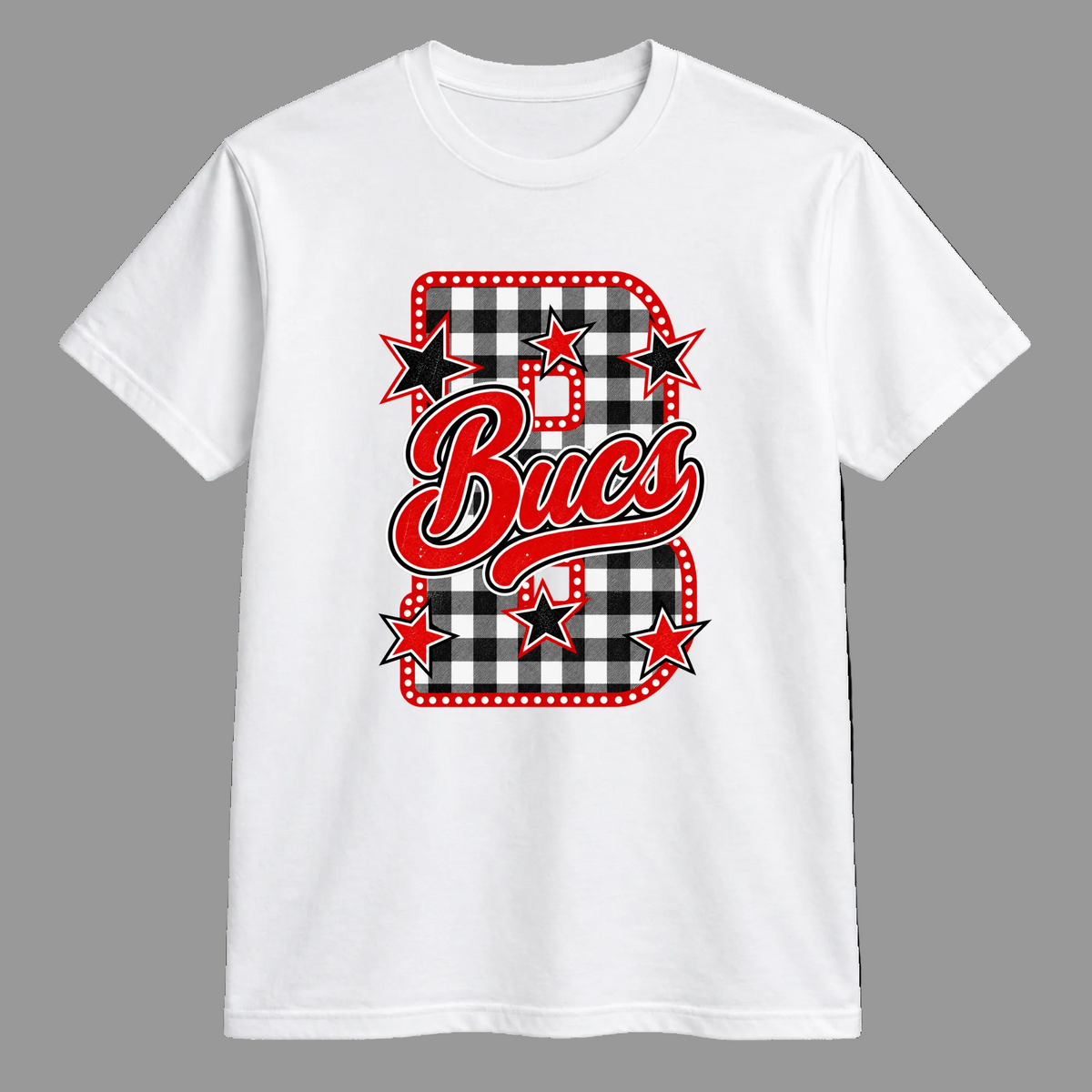 B&W Plaid B Tee - White