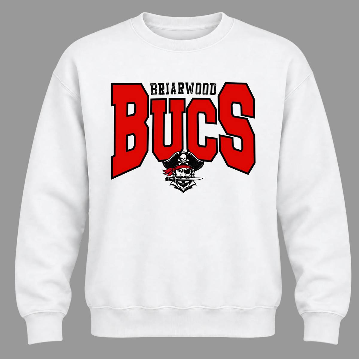 Briarwood BUCS Mascot Crewneck - White