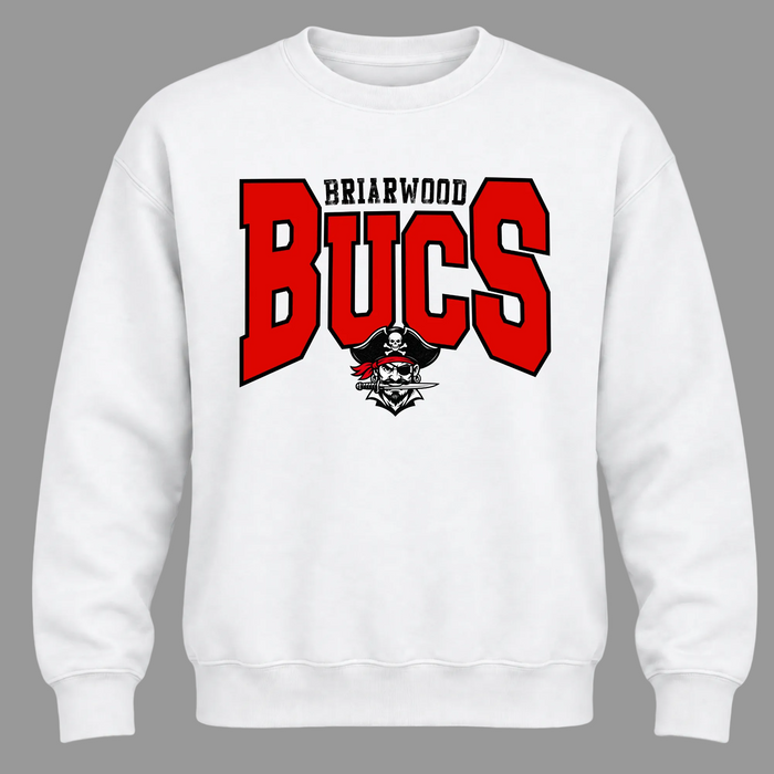 Briarwood BUCS Mascot Crewneck - White