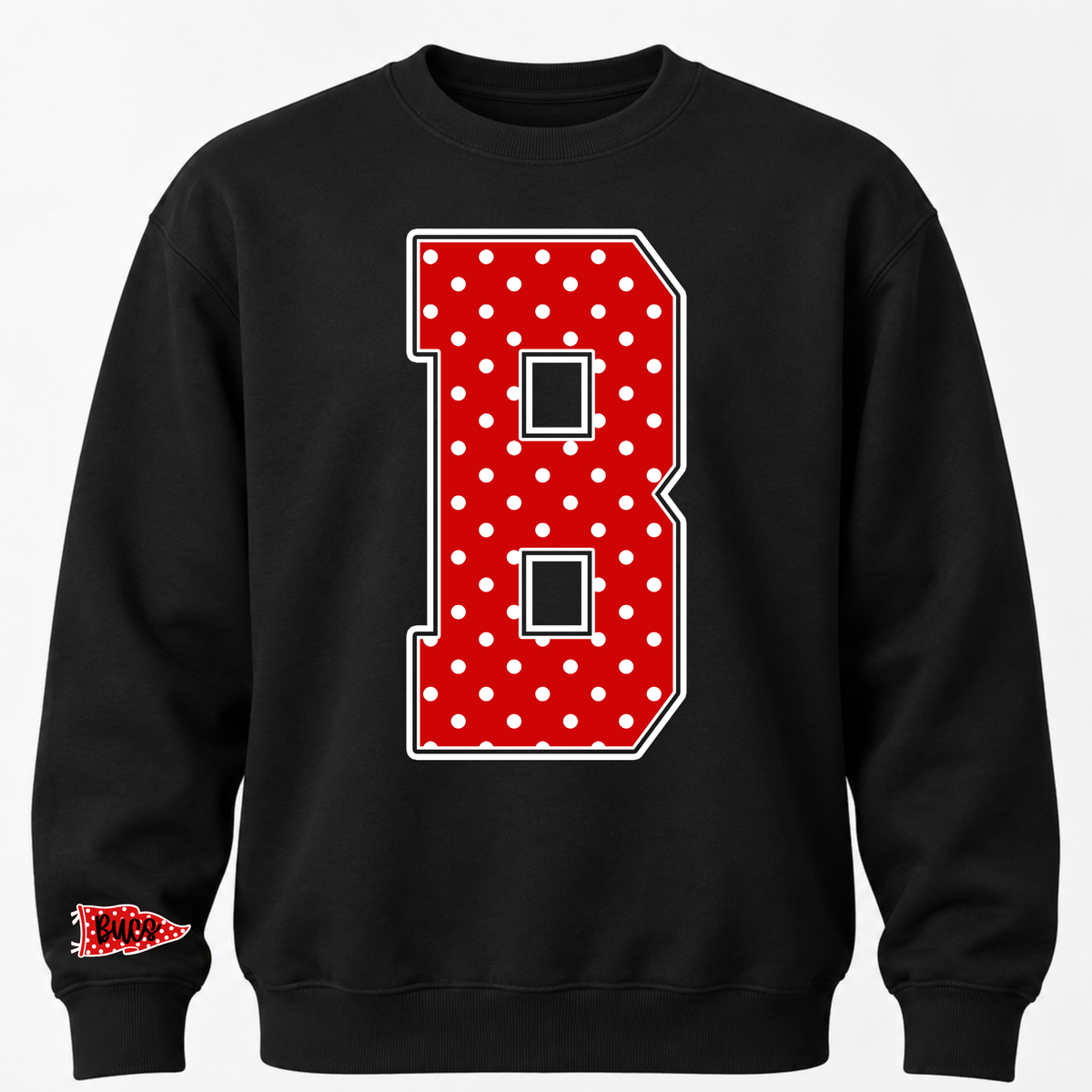 Polka Dot B Crewneck - Black