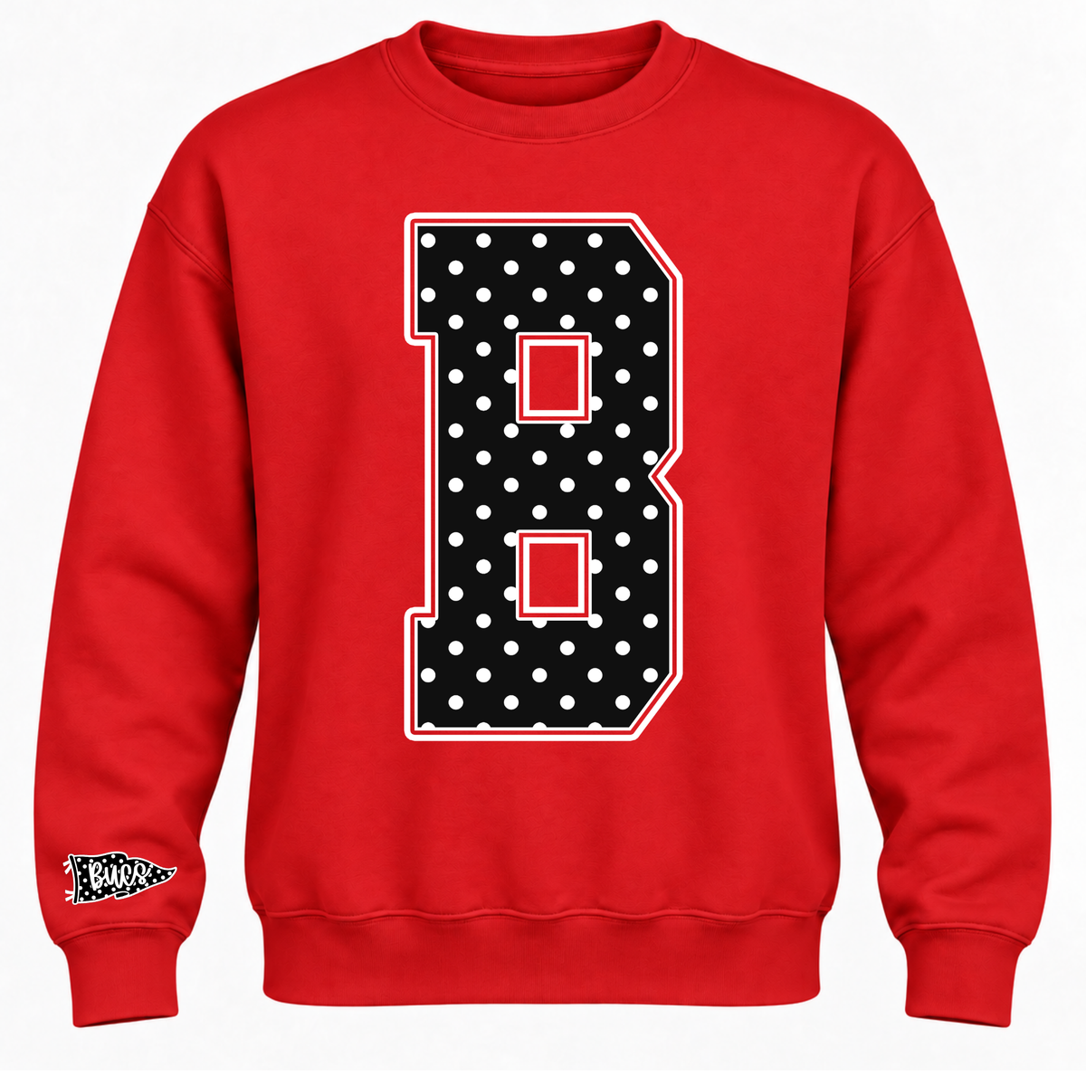 Polka Dot B Crewneck - Red
