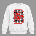 B&W Plaid B Crewneck - White