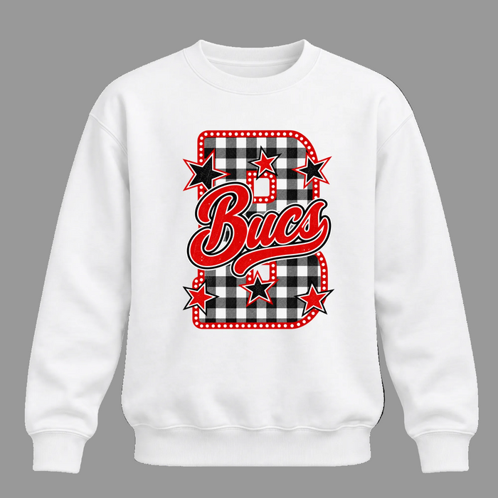 B&W Plaid B Crewneck - White