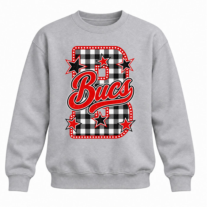 B&W Plaid B Crewneck - Grey