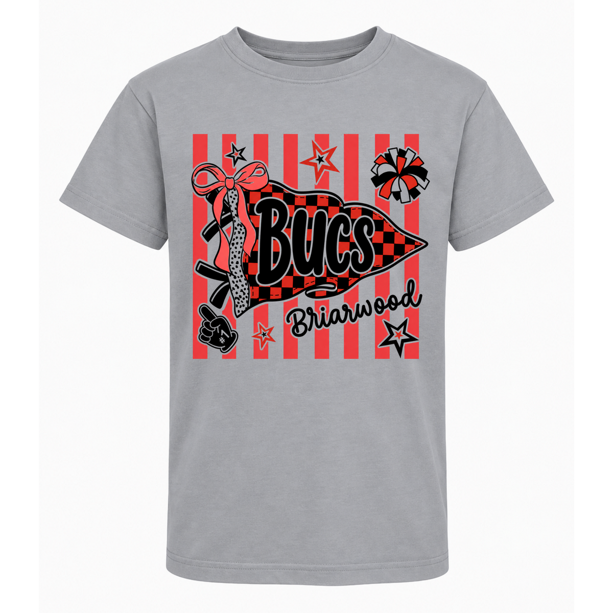 Bucs Pennant and Stripes - Grey