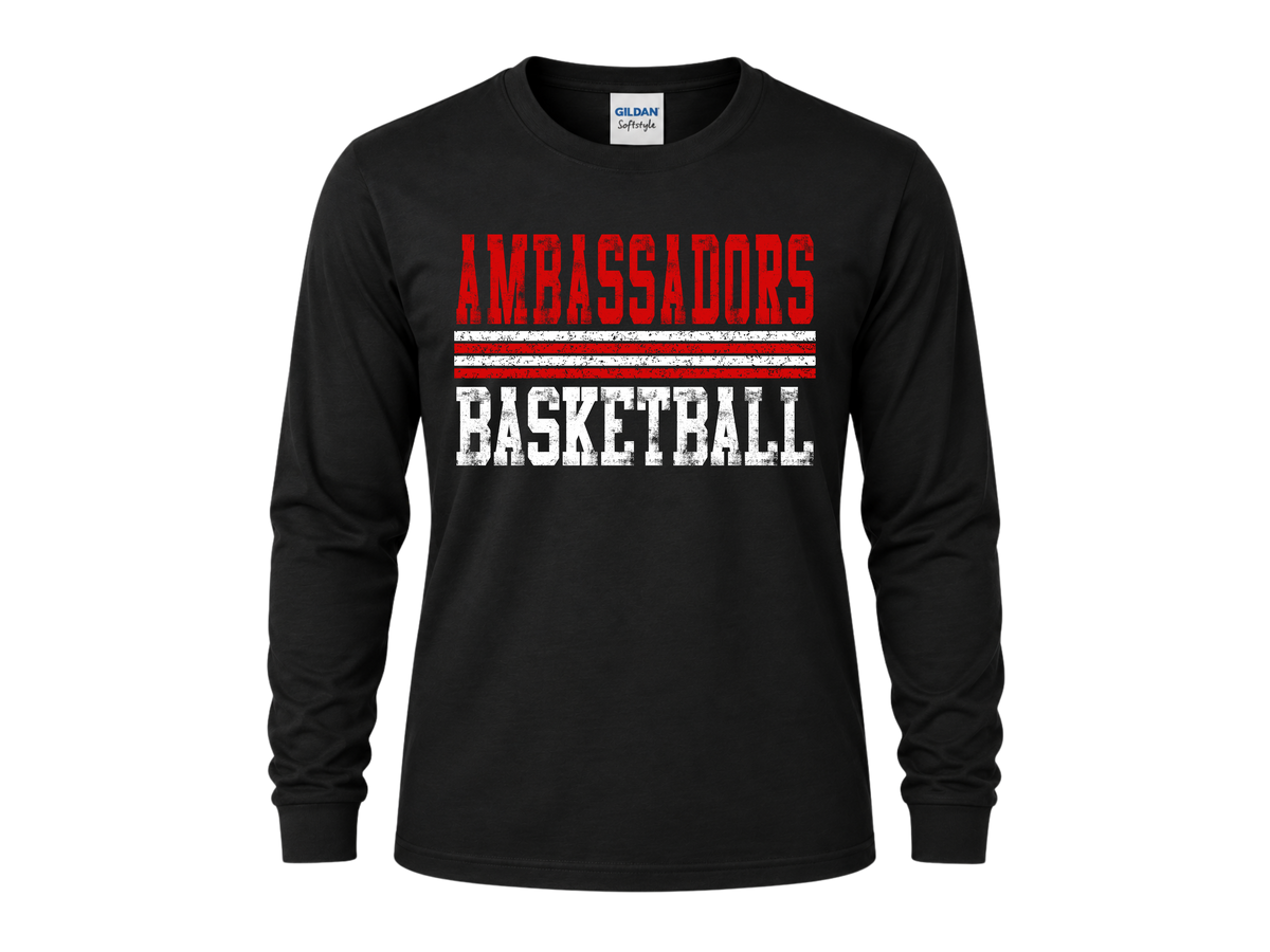 Distressed Ambassadors Basketball Long Sleeve Tee - Black