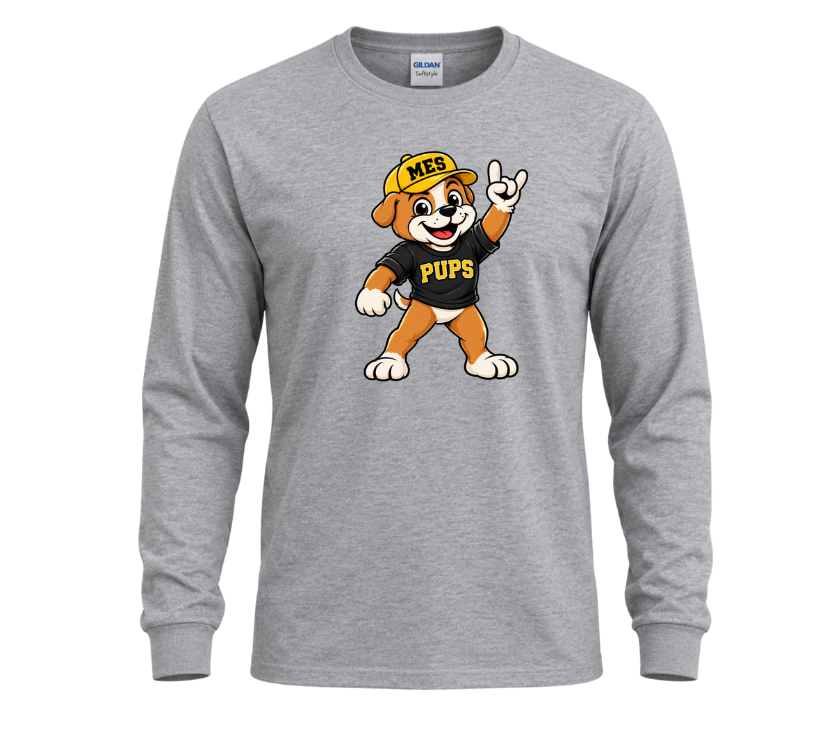 Standing Pup Long Sleeve Tee - Sport Grey