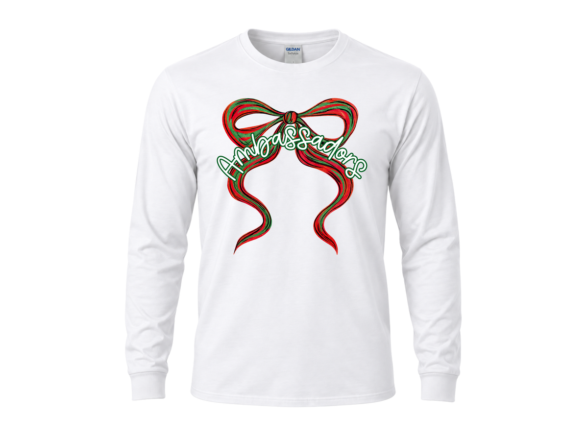 Ambassadors Christmas Bow Long Sleeve Tee - White