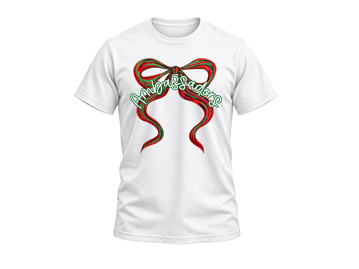 Ambassadors Christmas Bow Tee -  White
