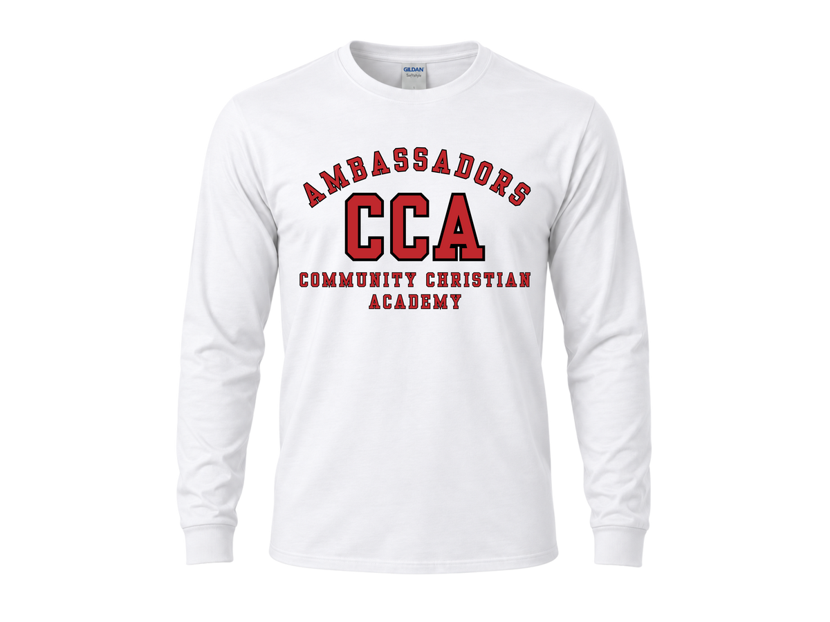 CCA Varsity Style Ambassadors Logo Long Sleeve Tee - White