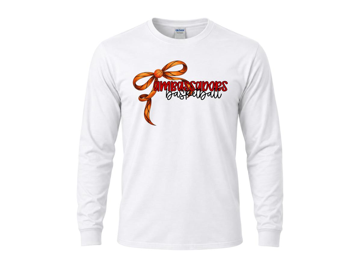 Basketball Bow Ambassadors Long Sleeve  Tee - White