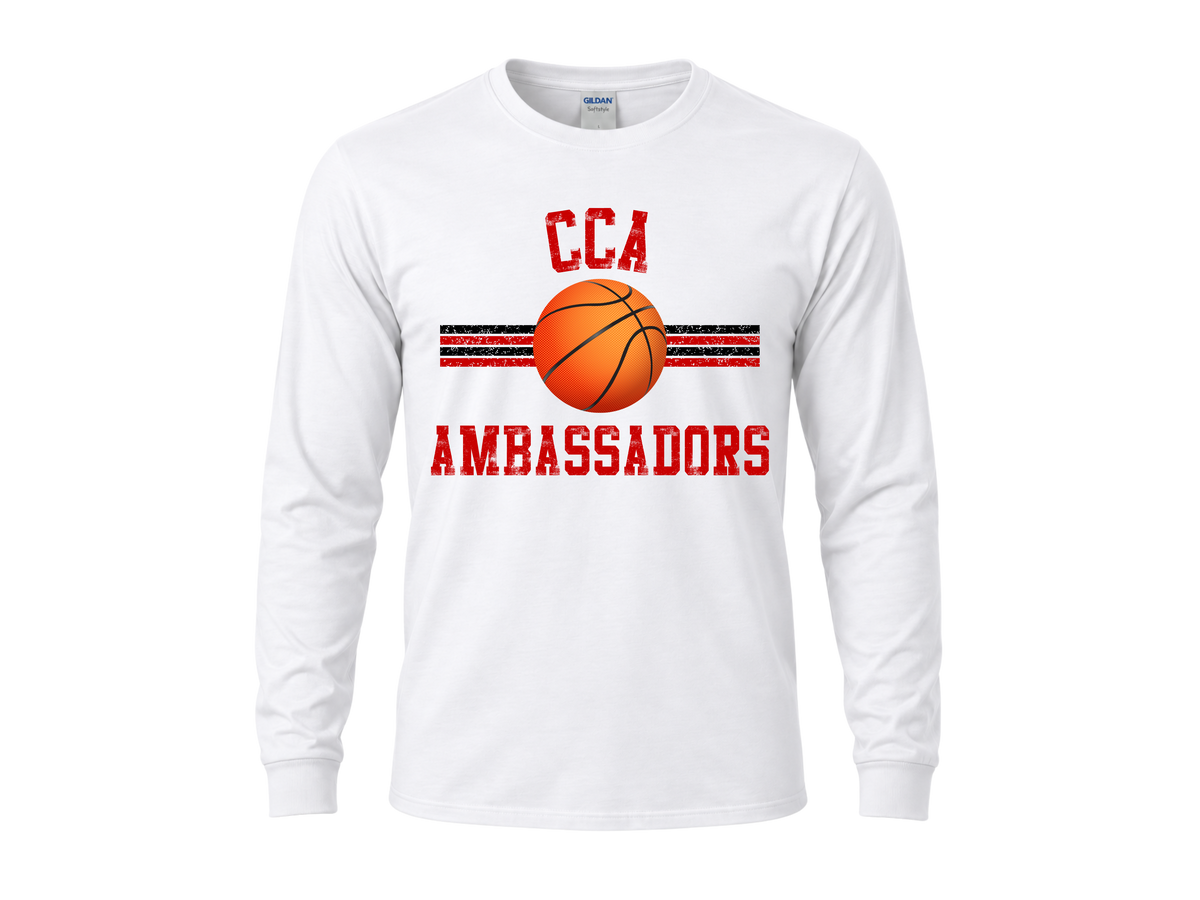 CCA Basketball Stripes Long Sleeve Tee - White