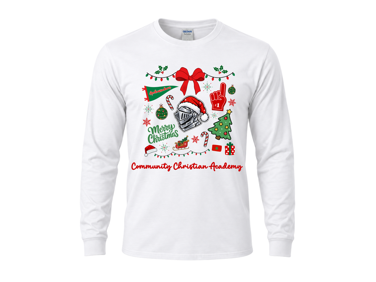 CCA Christmas Spirit Long Sleeve Tee - White