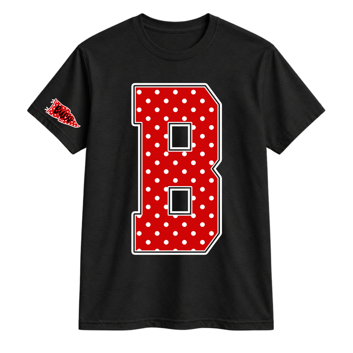 Red B Tee - Black