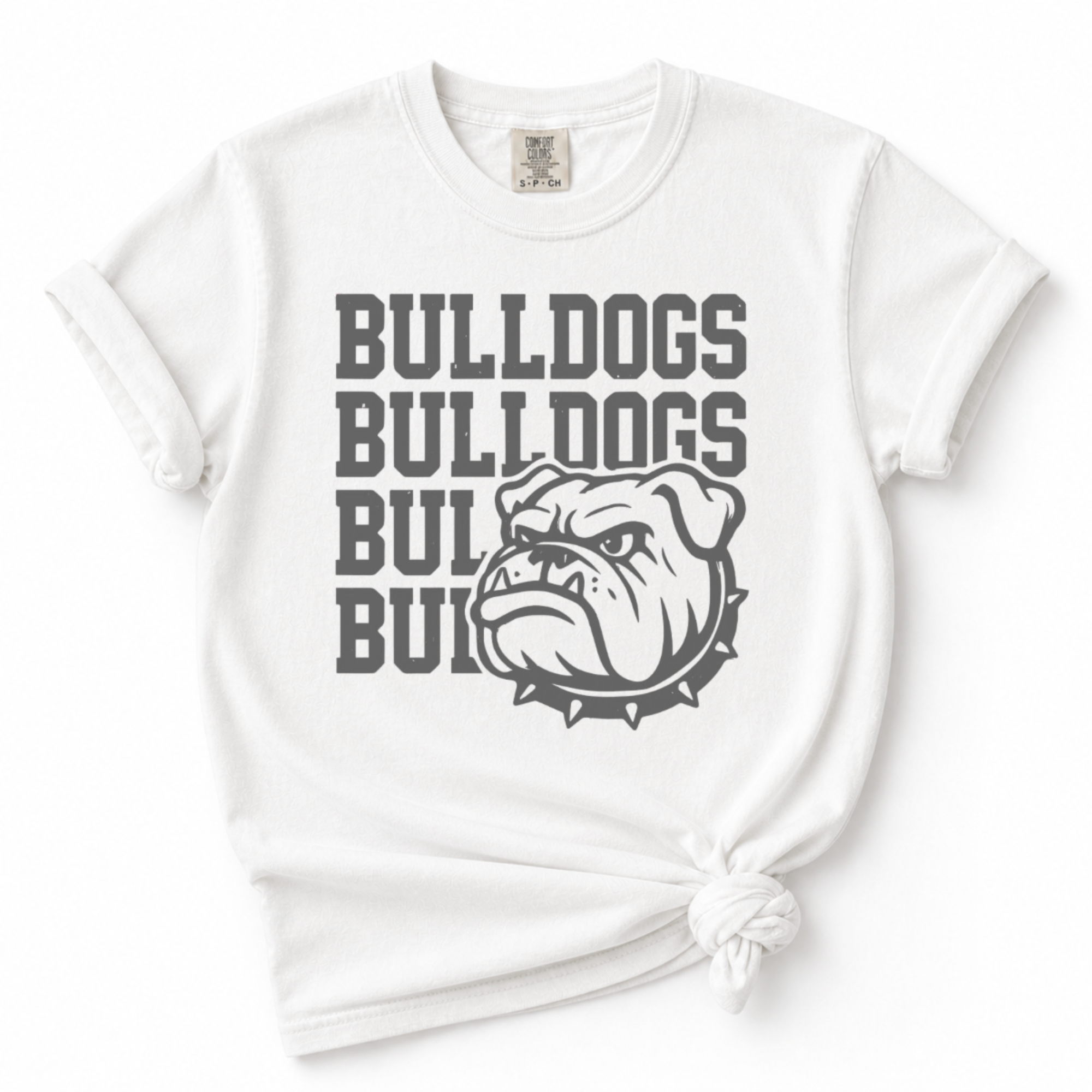 Classic Gray Bulldogs Mascot Tee - White