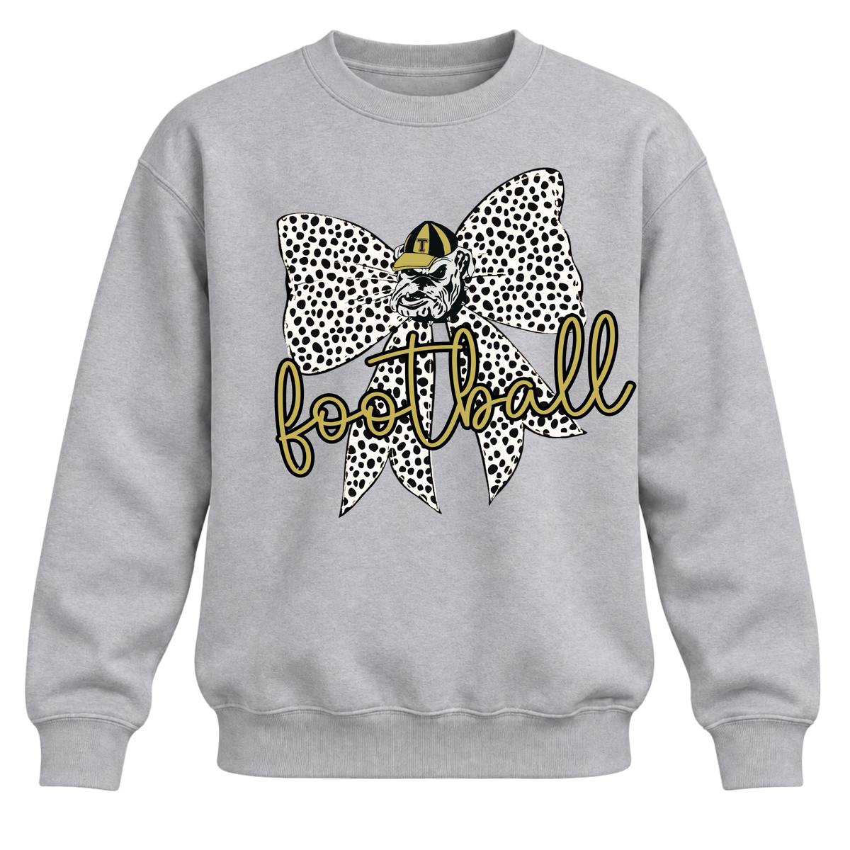 Polka Dot Bow Football - Grey